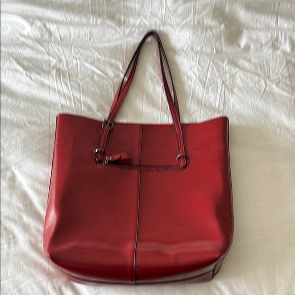Red Tote Bag Laptop Bag Faux Leather NEW! - Picture 3 of 7